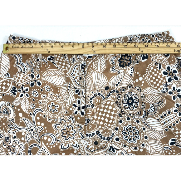 Talbots Pants Womens Size 12‎ Brown Black Floral Wide Leg Slacks Casual Cotton - Picture 5 of 10